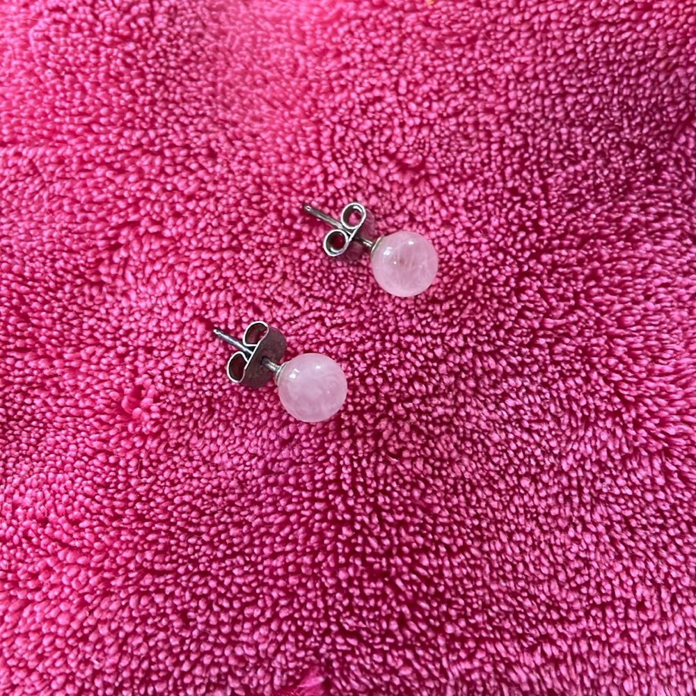 Rose quartz studs